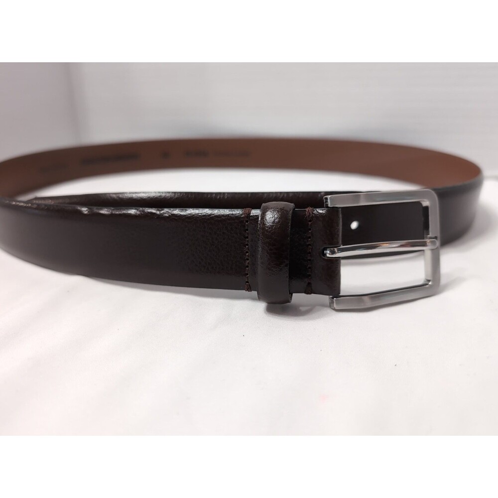 JOHNSTON & MURPHY ITALIAN Leather Belt Sz 40 Mahogany Nickel Buckle